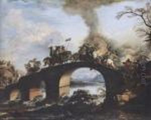 Cavalry Skirmish On A Bridge by Jacques Courtois