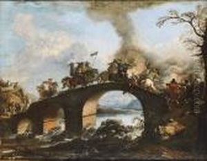 A Cavalry Skirmish On A Bridge by Jacques Courtois