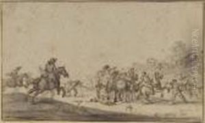 Horsemen Ambushing A Wagon Train by Jacques Courtois