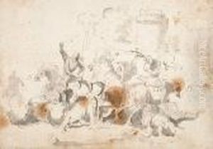 Cavalrymen In Battle by Jacques Courtois
