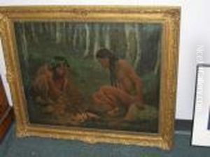 American Indians Seated By A Campfire by Eanger Irving Couse