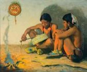 Title: The Tom Tom Lesson by Eanger Irving Couse