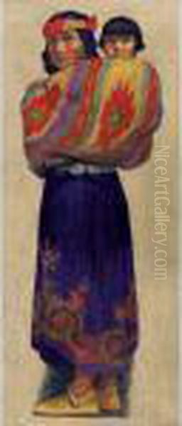 Indian Woman With Child In Blanket - view 1