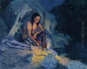 The Camping Place (firelight) by Eanger Irving Couse