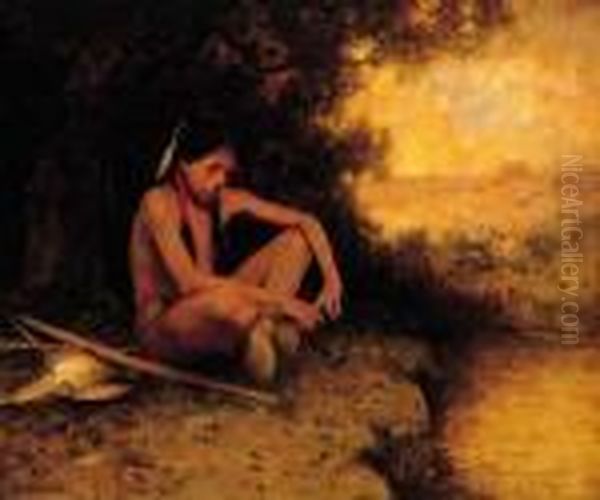 Young Hunter By A Stream - view 1