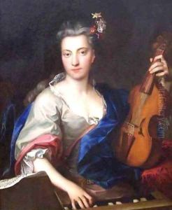 Young Woman Playing the Voile dAmore by Johann Kupezky or Kupetzky