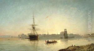 View of the Thames Estuary with Shipping by William Adolphu Knell