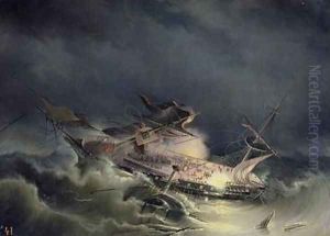 The disaster of the Liner Ingermanland at Shagerrake near Norway by Konstantin Vassilyevich Krugovikhin