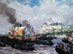 Battle of Ladoga between Novgorodians and Swedes in 1164