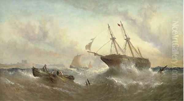 A merchantman ashore off Dunstanburgh Castle - view 1