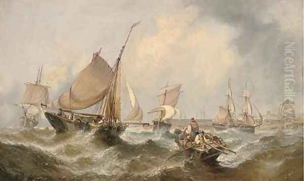 Congestion at the harbour mouth at the top of the tide (illustrated); and Barges and traders in a heavy swell off the Dutch coast - view 1