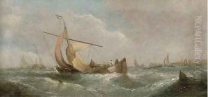 Dutch barges drying their sails at dusk; and A blustery day offshore (illustrated)