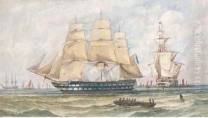 Ships of the Blue Squadron lying in Spithead prior to departing for the Baltic or the Crimea by William Calcott Knell