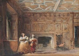 Cox, Sen., O.w.s. Figures In Van Dyck Costume By The Fireplace, Haddon Hall Cox, Sen., O.w.s. Figures In Van Dyck Costume By The Fireplace, Haddon Hall