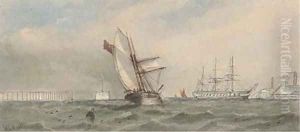 Scenes in the dockyard at Chatham by William Calcott Knell