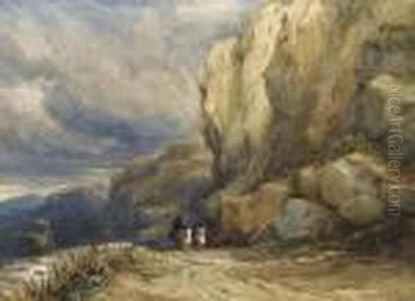 Travellers On A Mountainous Path, North Wales - view 1