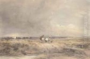 Figures On A Track On A Windy Day by David I Cox
