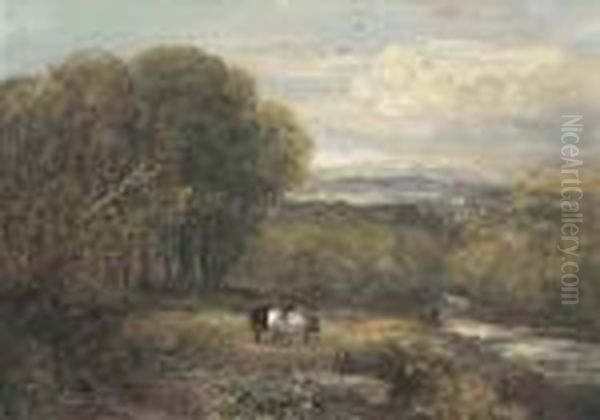 A Man With Horses And An Angler In Bolton Park, Yorkshire - view 1