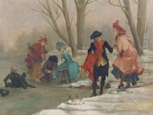 Elegant company on the ice by Frederik Hendrik Kaemmerer