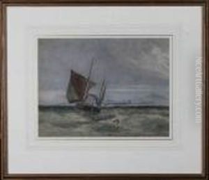Seascape With Ship And Buoy