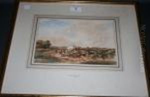 Figures On A Country Pathwalking Towards A Cottage Within A Landscape Figures On A Country Pathwalking Towards A Cottage Within A Landscape