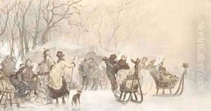 A busy day on the ice in Friesland by Frederik Hendrik Kaemmerer