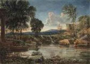 A Capriccio Landscape With A Temple Beyond