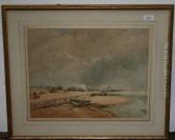 Coastal Bay With Fisherman And Windmill Beyond - view 1