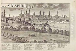 Panoramic view of Augsburg by Johann Thomas Kraus
