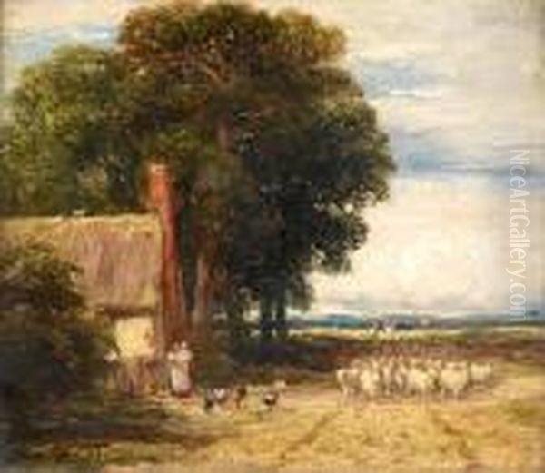 Country Landscape With A Shepherd And Sheep - view 1
