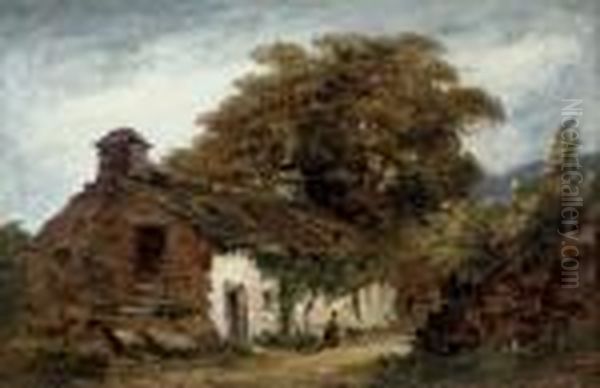 A Wooded Landscape With A Figure By A Cottage - view 1