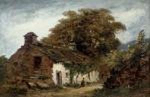 A Wooded Landscape With A Figure By A Cottage thumbnail