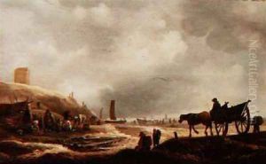 Dune Landscape with a Horsedrawn Cart by Willem Kool or Koolen