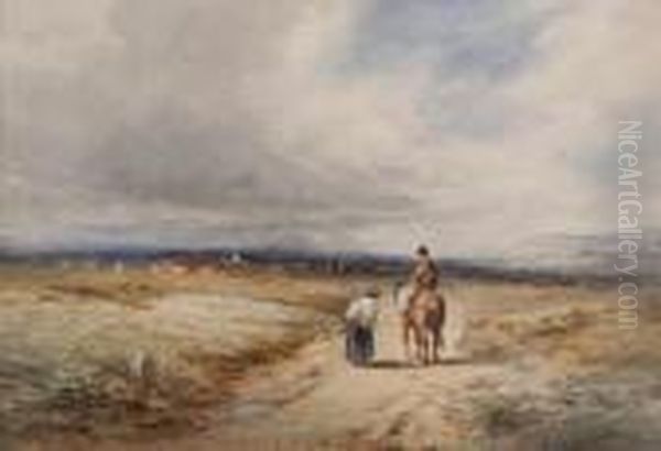 Horse And Rider On A Country Path - view 1