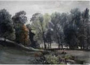 Figures Lying On The Grass Looking Across Sunlit Parkland