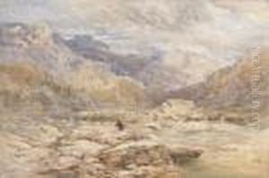 The Mill At Beddgelert, Snowdon In The Distance, North Wales by David I Cox