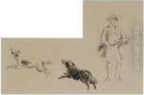 A Sportsman With His Two Retrievers - view 1