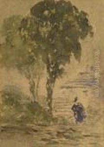 A Figure In A Wooded Landscape A Figure In A Wooded Landscape