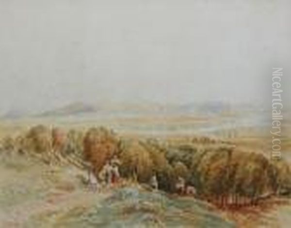 Travellers On A Hillside Path, Valley Beyond - view 1