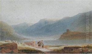 A Man With A Harp And His Son Near Dolbadern Castle, Llanberis A Man With A Harp And His Son Near Dolbadern Castle, Llanberis