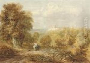 A Traveller On A Track Below Bolsover Castle, Derbyshire