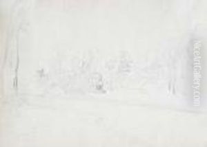 Cox, British , The Gardens At 
Stourhead, Gallery Label On Verso, Pencil,14 X 23cm.; 5.5 X 9in by David I Cox