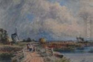 Snr - Lunchtime With Cattle Grazing And Windmill by David I Cox