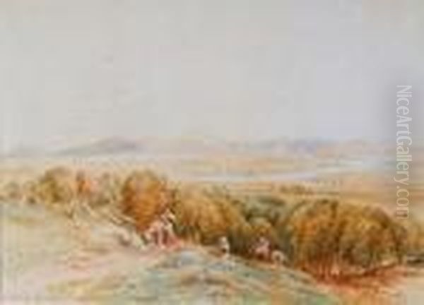 Hereford Valley Scene With Resting Travellers - view 1