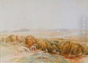 Hereford Valley Scene With Resting Travellers by David I Cox