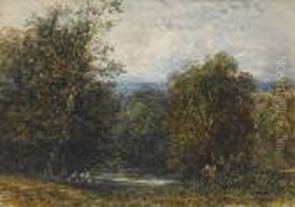 Figures By A Woodland Pool, Near Handsworth, Staffordshire - view 1