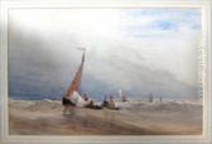 'fishing Boats In A Breeze', Watercolour, Signed And Dated, 15cm X 23cm, Framed by David I Cox