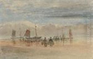 Fishermen Bringing In The Catch by David I Cox
