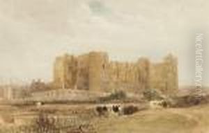 Cattle Before A Castle