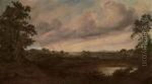A Drover And Cattle In An Extensive Landscape by David I Cox